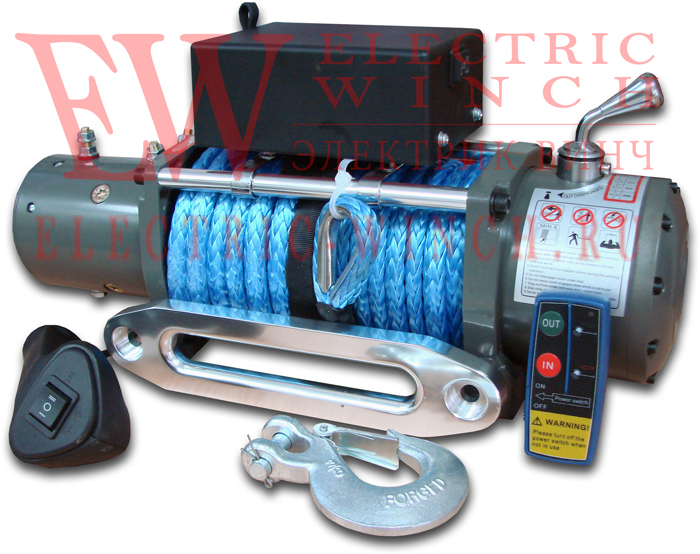 Лебедка Electric Winch EW12000-12V с синтетическим тросом и радиоуправлением